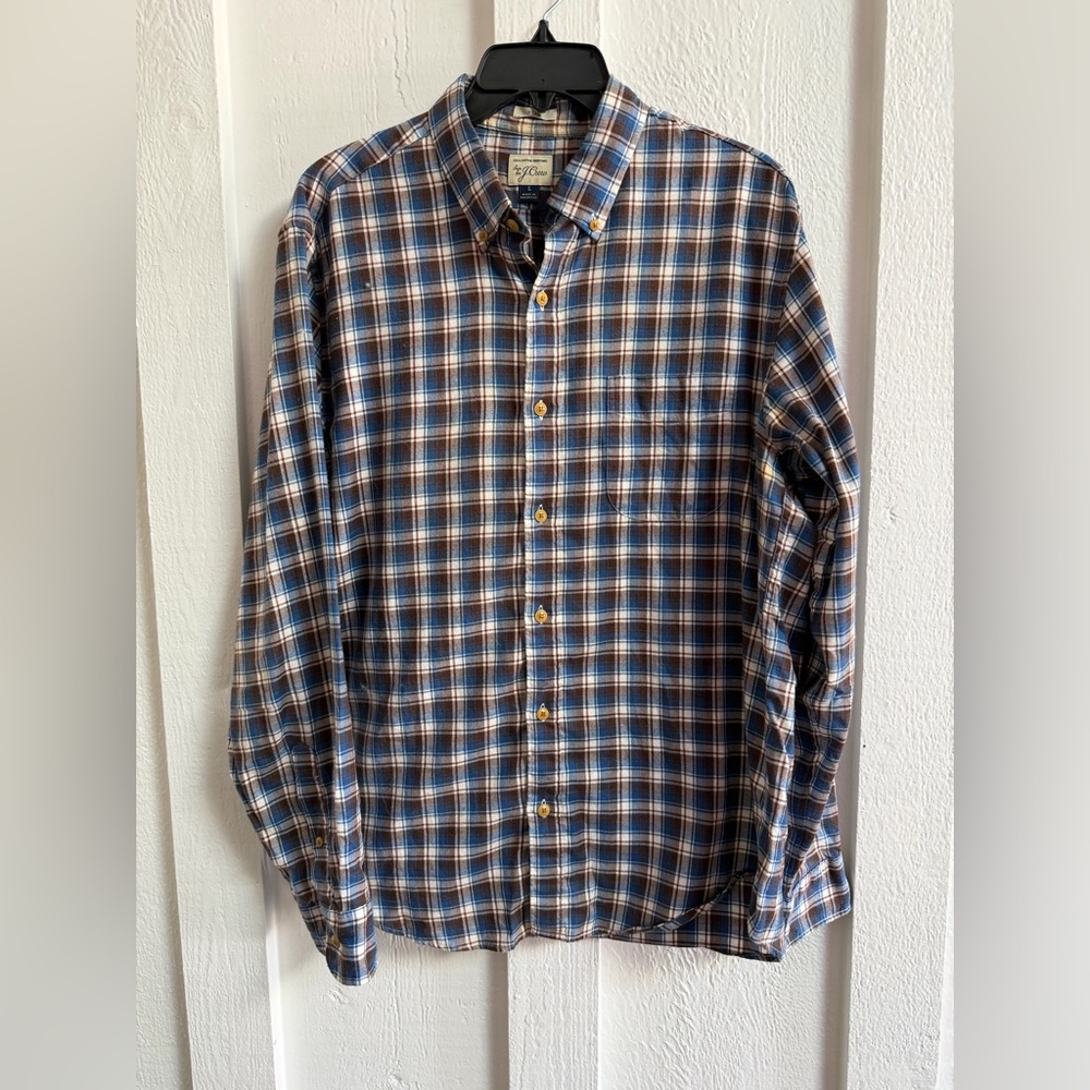 J. Crew Blue and Brown Checkered Shirt